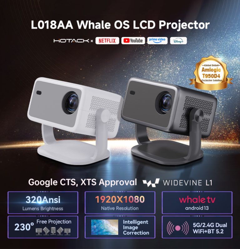 L018AA Smart Android 13 Whale OS Netflix Projector