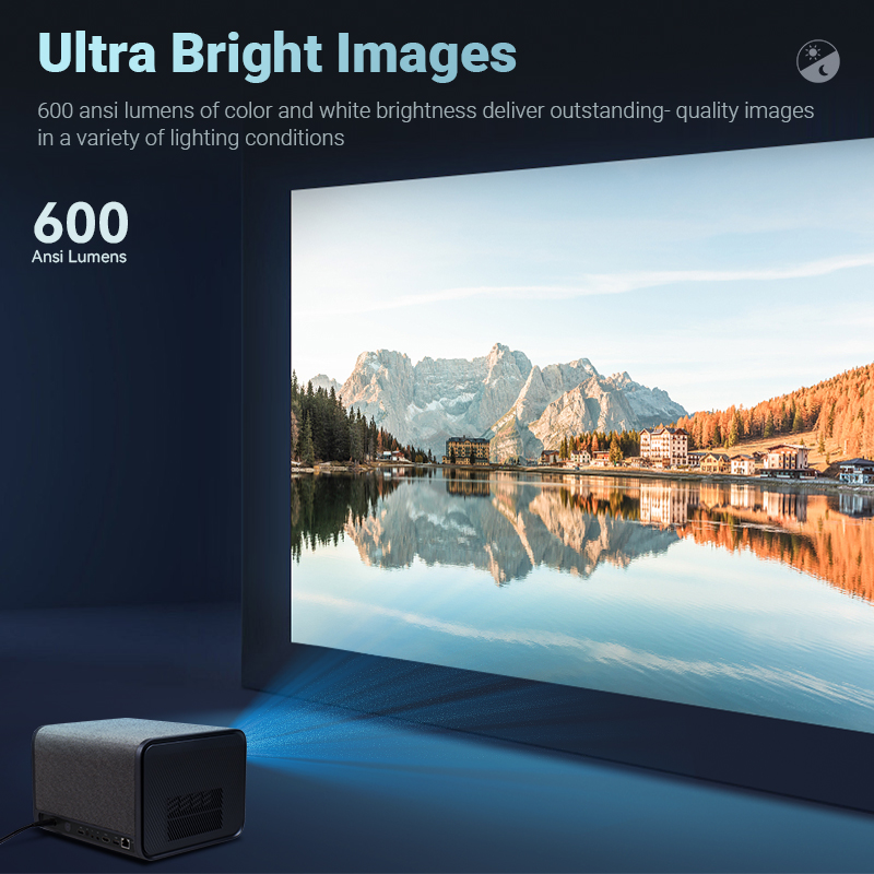 Projector with 600 ANSI lumens brightness output