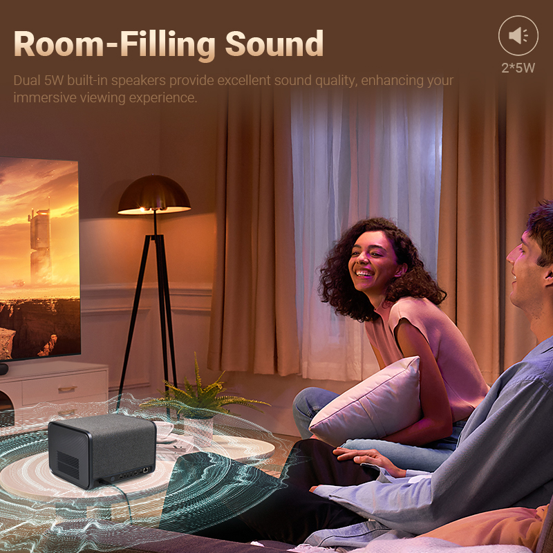 Projector with dual 5 watt built-in speakers