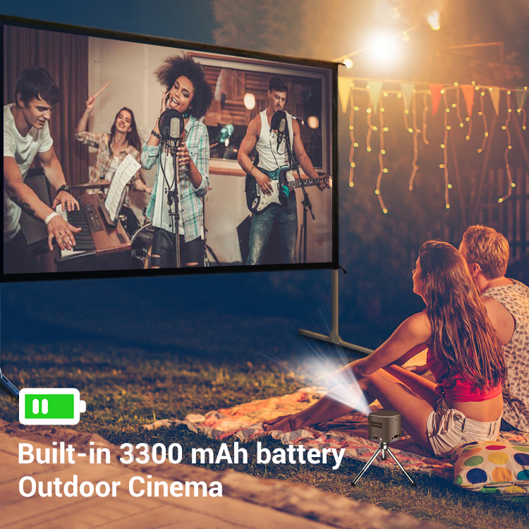 Projector with 3300mAh rechargeable battery