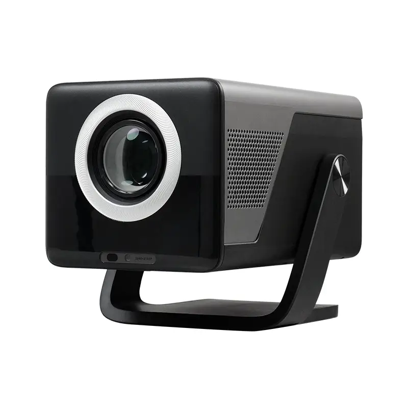 Hotack X7AA FHD Whale TV smart projector with rotating stand, front angled view