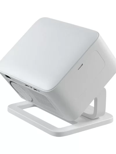 Hotack X4AA portable projector tilted upward on its adjustable stand