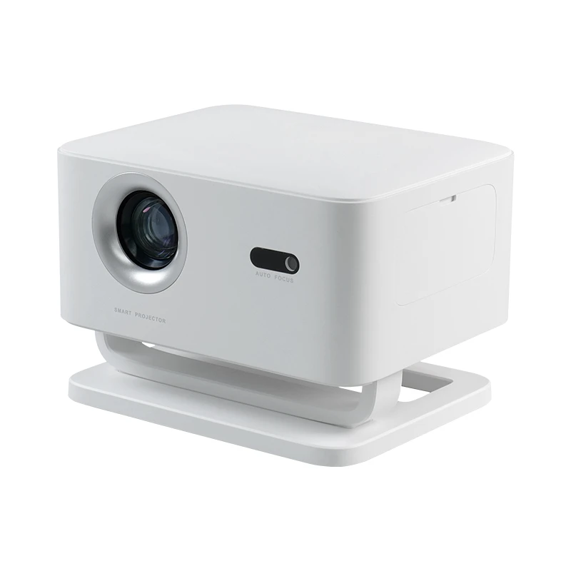 Hotack X4AA portable projector side angled view with integrated stand