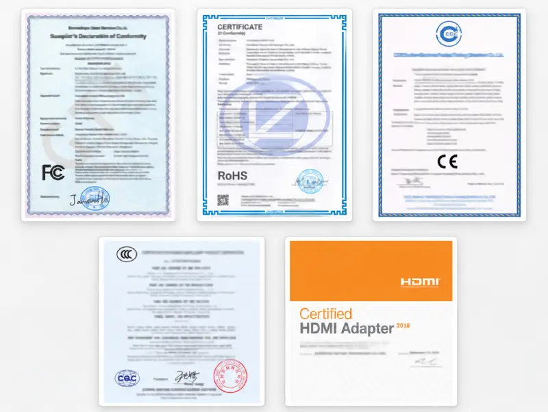 Hotack projector certifications including CE FCC RoHS HDMI compliance