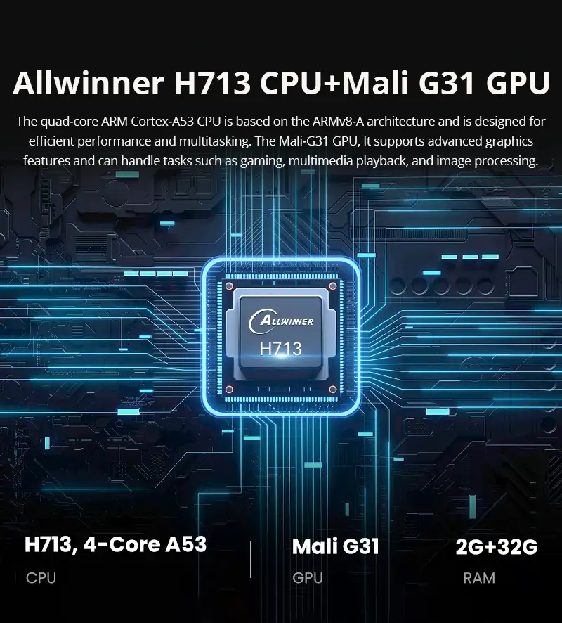 Hotack D061Q Allwinner H713 CPU Mali G31 GPU