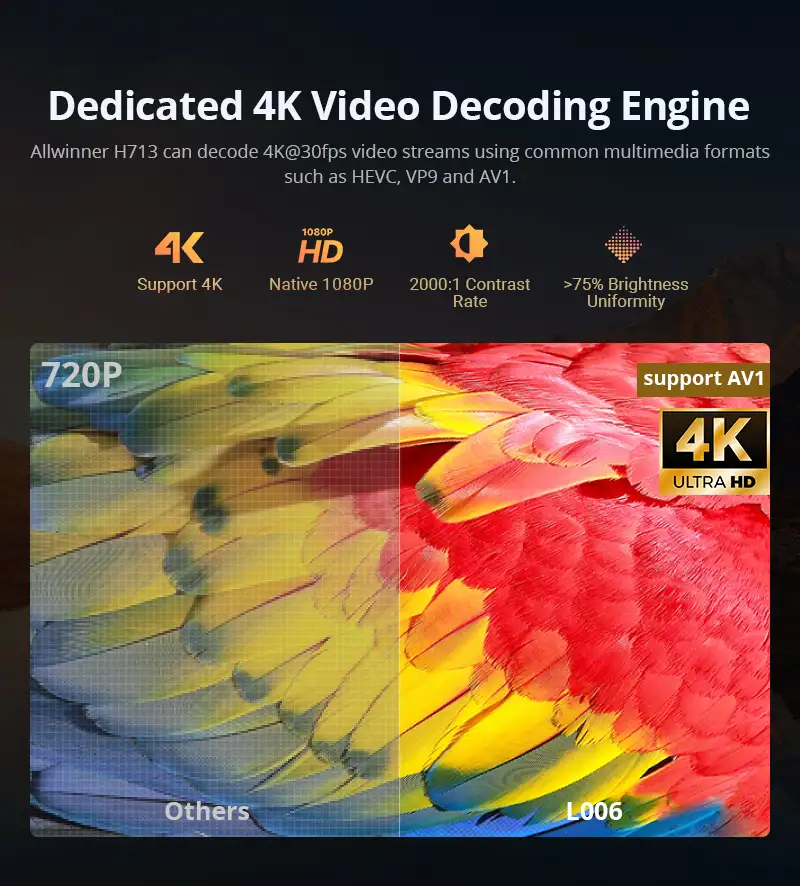 Hotack L006 Dedicated 4K Video Decoding Engine