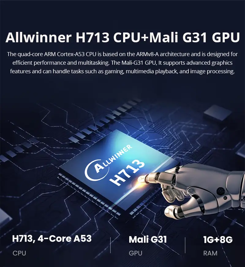 Hotack L007 Allwinner H713 CPU Mali G31 GPU