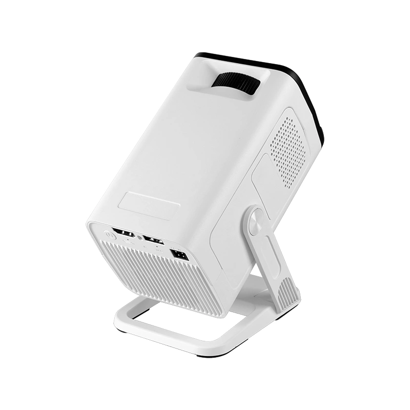Hotack X1 projector tilted upward on adjustable stand