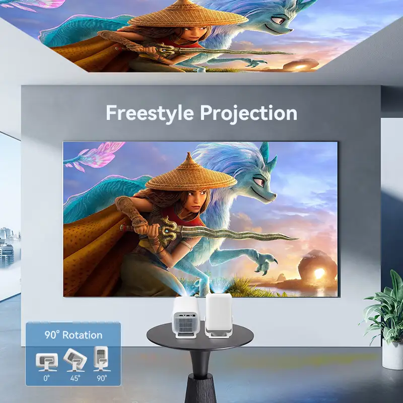 Hotack X3AR freestyle projection with 90-degree rotating stand for wall and ceiling viewing