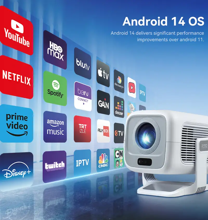 Hotack X3AR Android 14 OS smart projector and entertainment apps