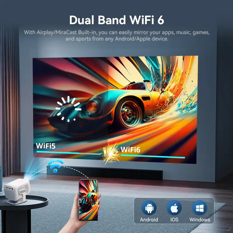 Hotack X3AR Dual Band WiFi 6 wireless screen mirroring from smartphones