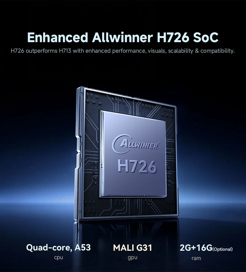X7AR smart projector with Allwinner H726 quad-core processor