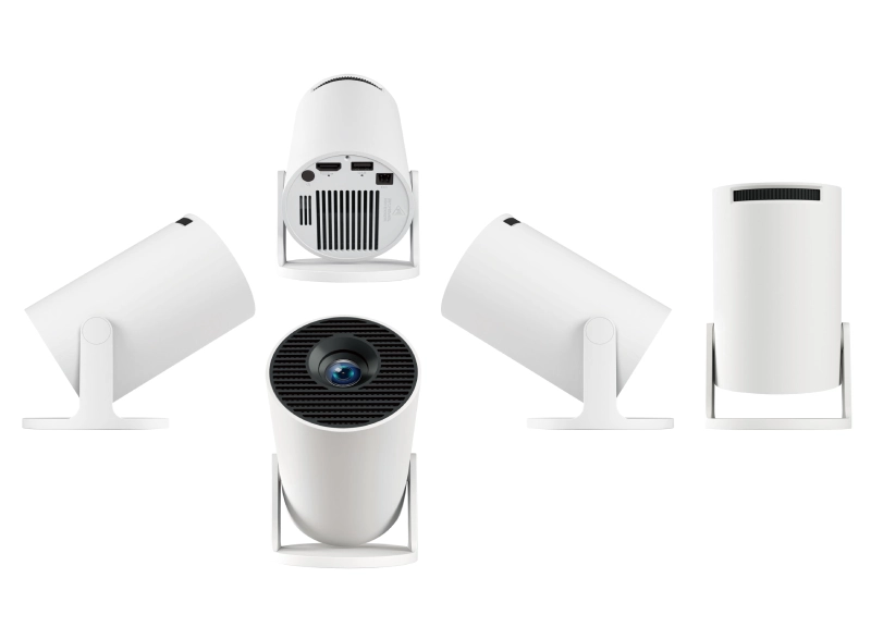 White Cylindrical Projector Multi Angle Views